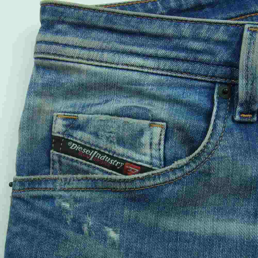 DIESEL ディーゼル THOMMER-T ダメージ加工 ストレッチ デニム パンツ コットン インディゴブルー系 W36【中古】