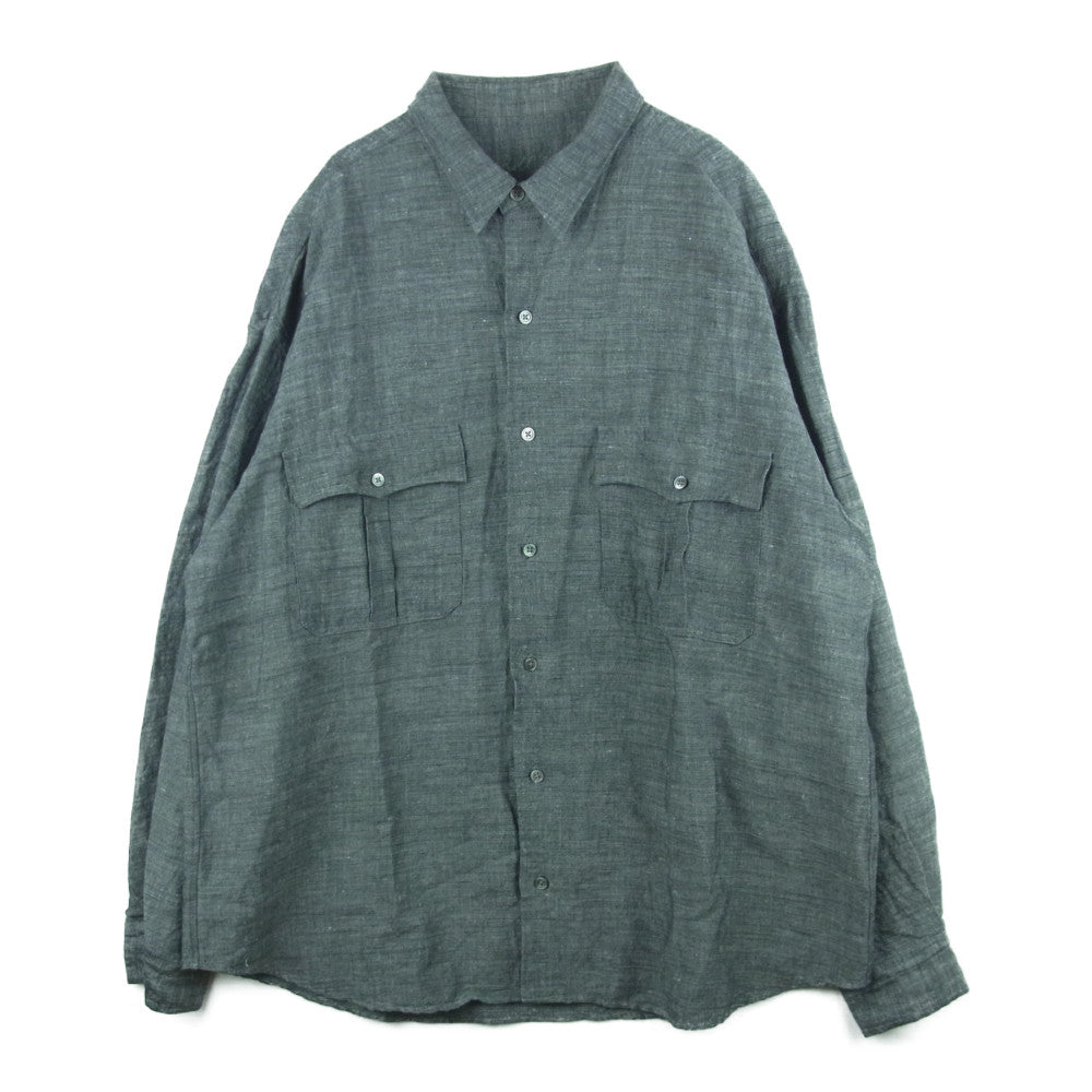 PORTER CLASSIC ポータークラシック 20SS ROLL UP BAMBOO LINEN SHIRT ロールアップ バンブーリネン 長袖 シャツ グレー系 XL【中古】