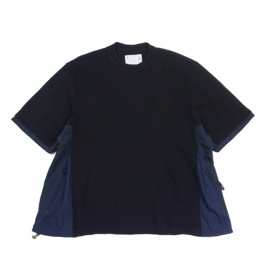 Sacai サカイ 21SS 21-02587M Cotton T-Shirt サイドポケット ドッキング 半袖Tシャツ ブラック系 3【美品】【中古】