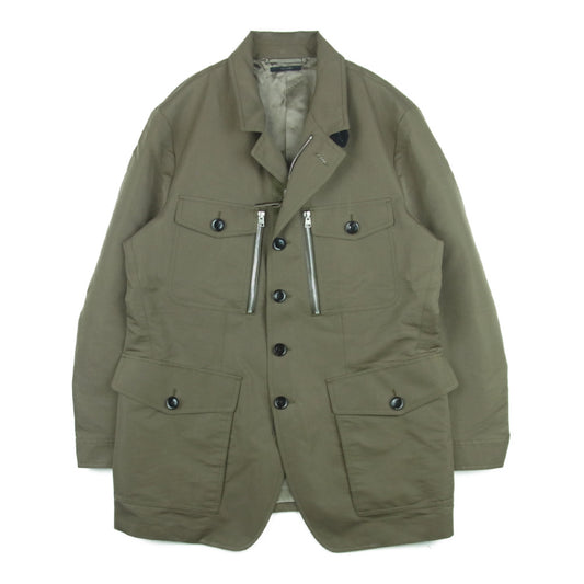 TOM FORD トムフォード イタリア製 コットンシルク ミリタリー ジャケット グレイッシュオリーブ系 54【中古】