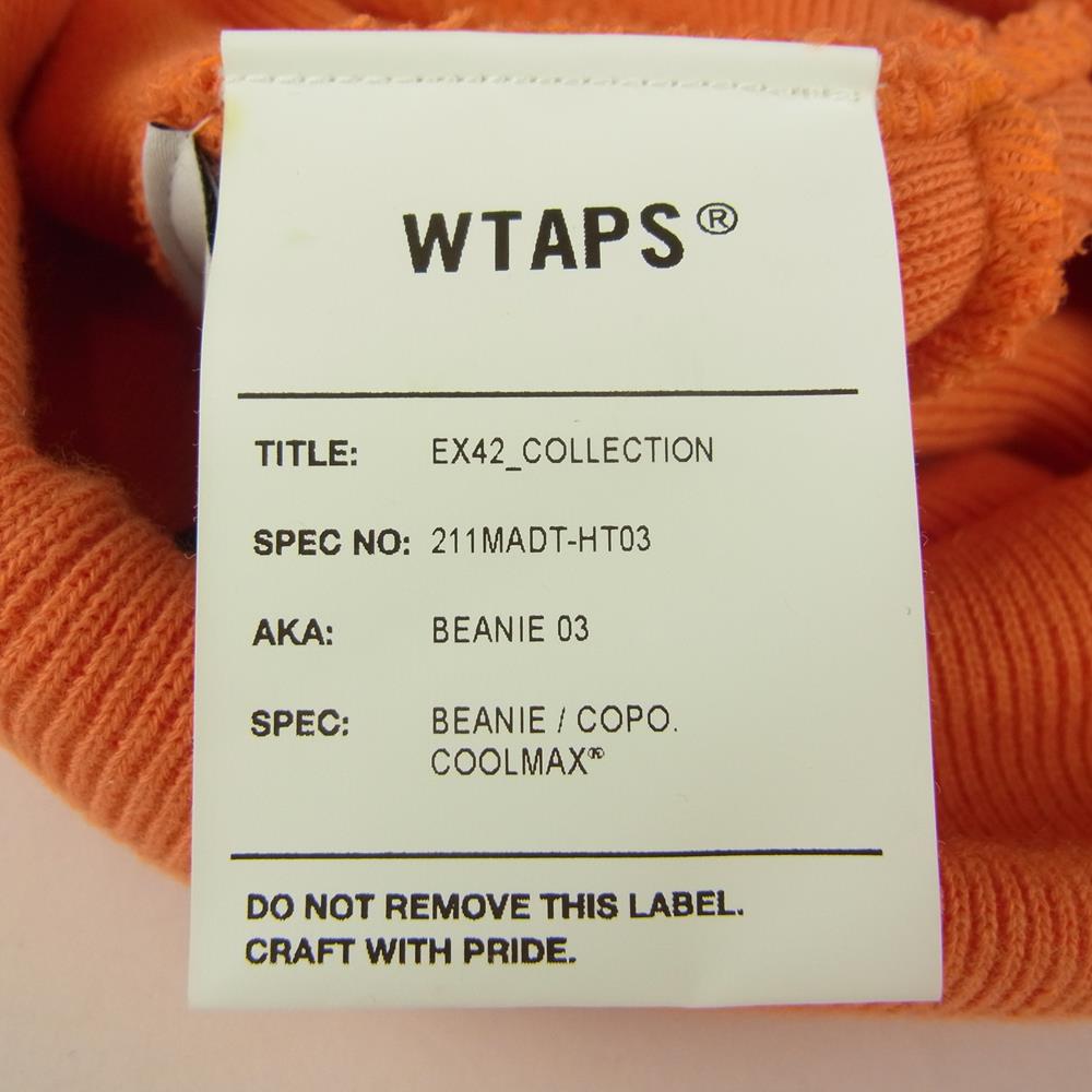 WTAPS ダブルタップス 211MADT-HT03 BEANIE 03 ロゴ 刺繍 ビーニー ニット帽 オレンジ系【中古】