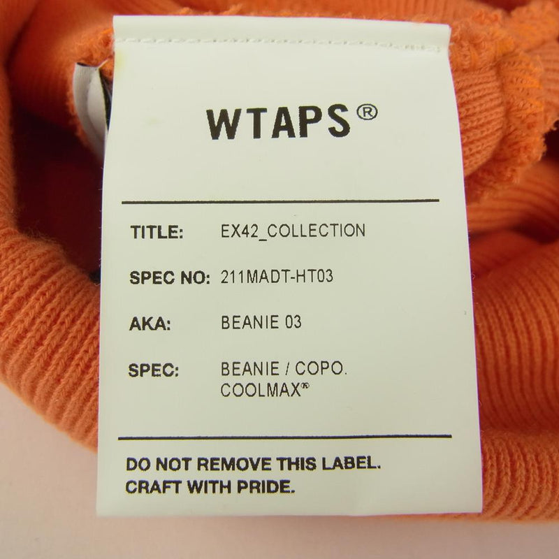 WTAPS ダブルタップス 211MADT-HT03 BEANIE 03 ロゴ 刺繍 ビーニー ニット帽 オレンジ系約19cm頭回り