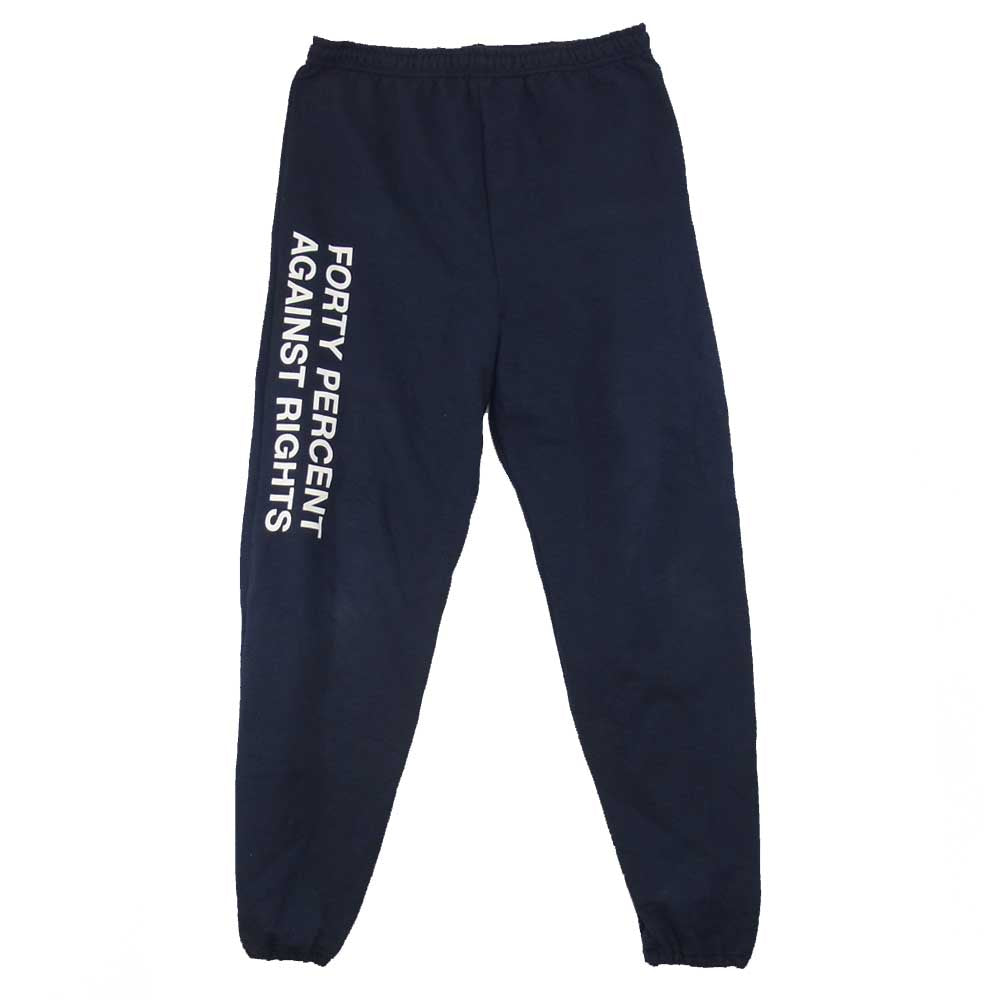 フォーティーパーセントアゲインストライツ ロゴ プリント スウェット パンツ ネイビー系 XL【中古】