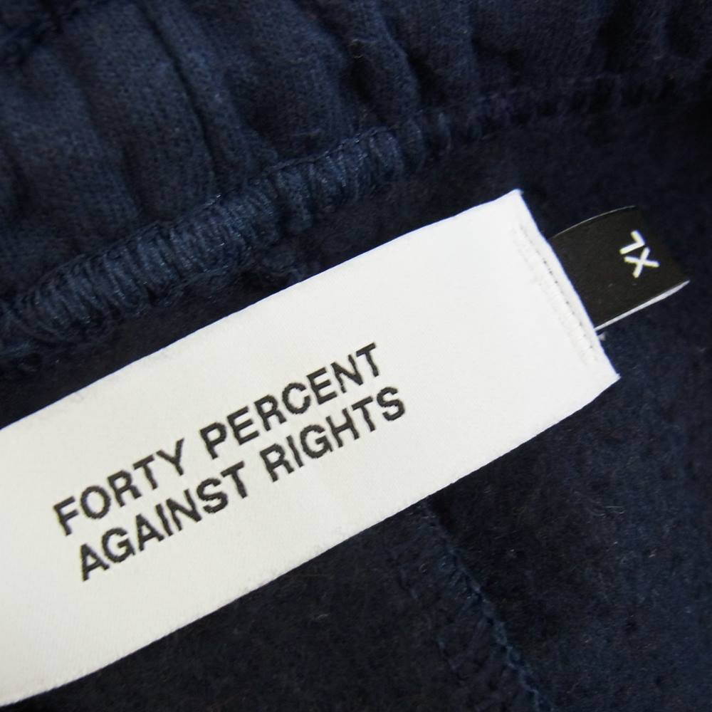 フォーティーパーセントアゲインストライツ ロゴ プリント スウェット パンツ ネイビー系 XL【中古】