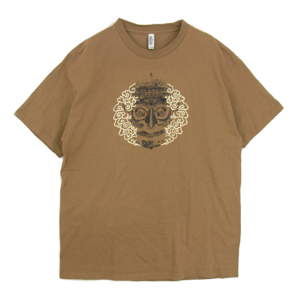 TENDERLOIN テンダーロイン TEE F.T.S チベタンスカル プリント 半袖 Tシャツ ブラウン系 XL【中古】