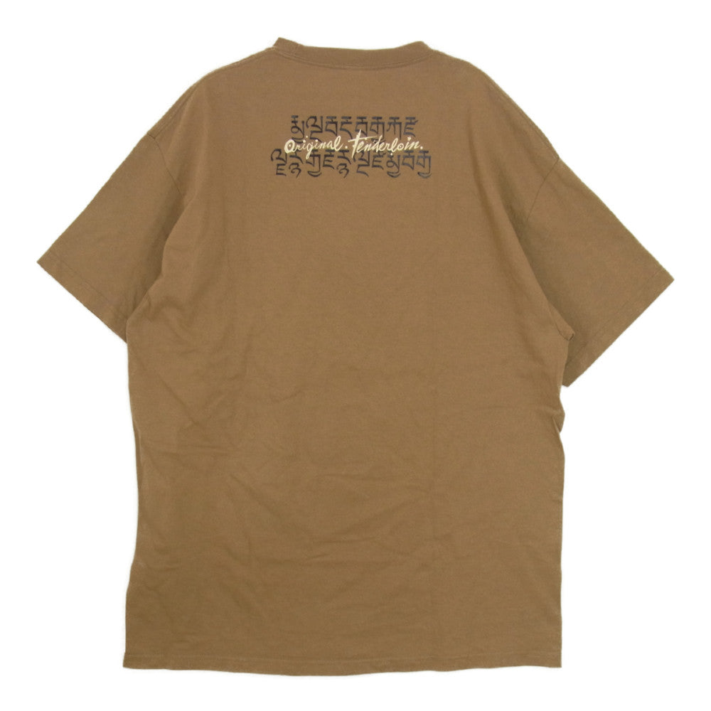 TENDERLOIN テンダーロイン TEE F.T.S チベタンスカル プリント 半袖 Tシャツ ブラウン系 XL【中古】