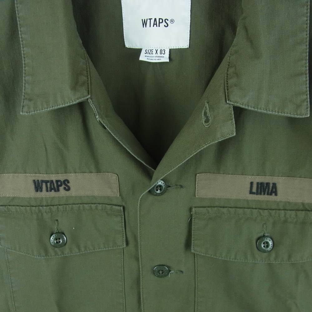 WTAPS ダブルタップス 201BRDT-SHM02 【カスタム品】 BUDS LS SHIRT COTTON RIPSTOP 半袖 ミリタリー リップストップ シャツ カーキ系 03【中古】