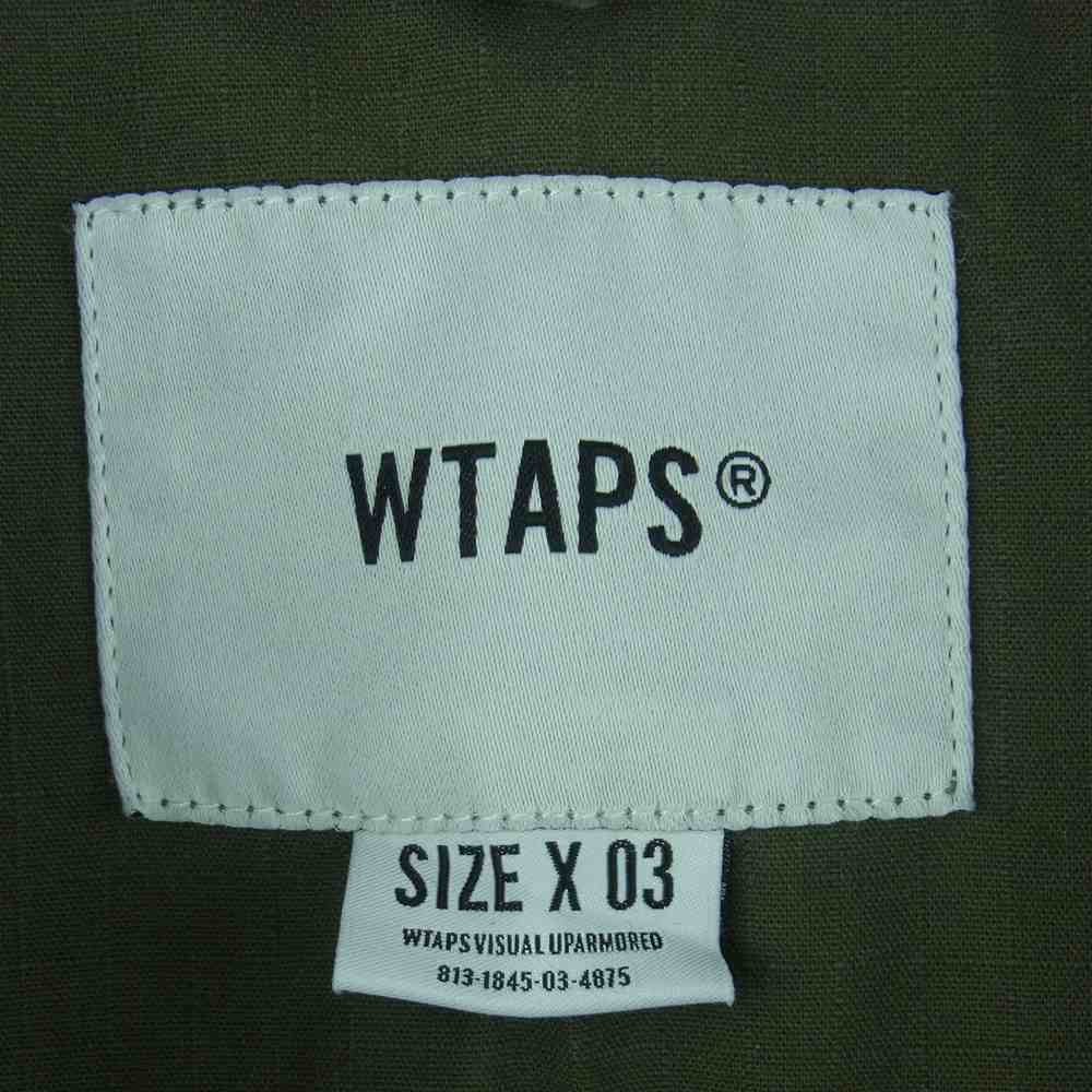 WTAPS ダブルタップス 201BRDT-SHM02 【カスタム品】 BUDS LS SHIRT COTTON RIPSTOP 半袖 ミリタリー リップストップ シャツ カーキ系 03【中古】