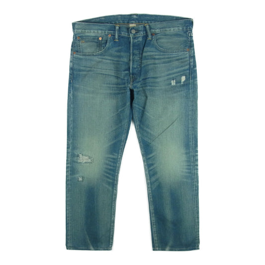 RRL ダブルアールエル JAPAN WOVEN SELVEDGE DENIM ダメージ リペア加工 ジャパン ウーブン セルビッチ デニム パンツ インディゴブルー系 36 × 32【中古】