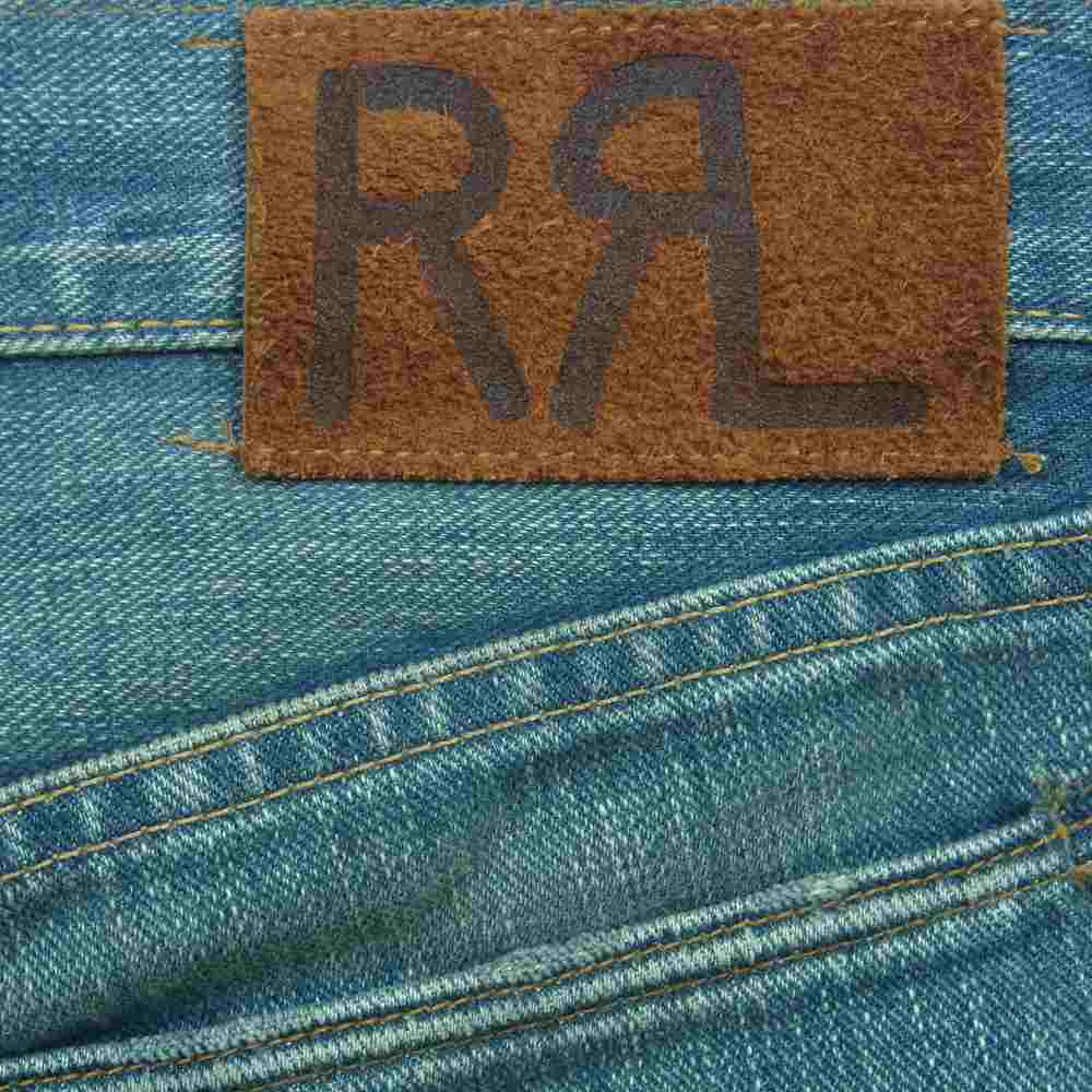 RRL ダブルアールエル JAPAN WOVEN SELVEDGE DENIM ダメージ リペア加工 ジャパン ウーブン セルビッチ デニム パンツ インディゴブルー系 36 × 32【中古】