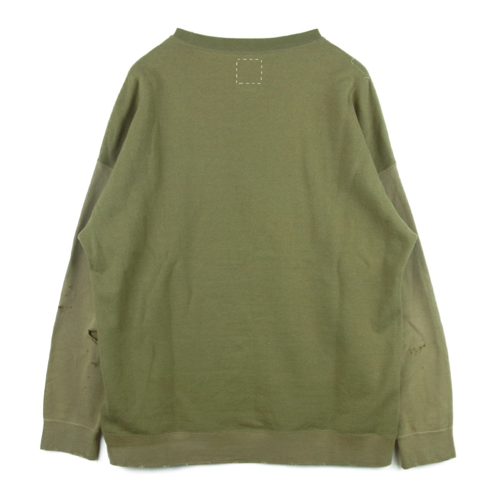 VISVIM ビズビム 0120105010020 20SS JUMBO SWEAT L/S CRASH ダメージ加工 ジャンボ 長袖 スウェット トレーナー カーキ系 4【中古】