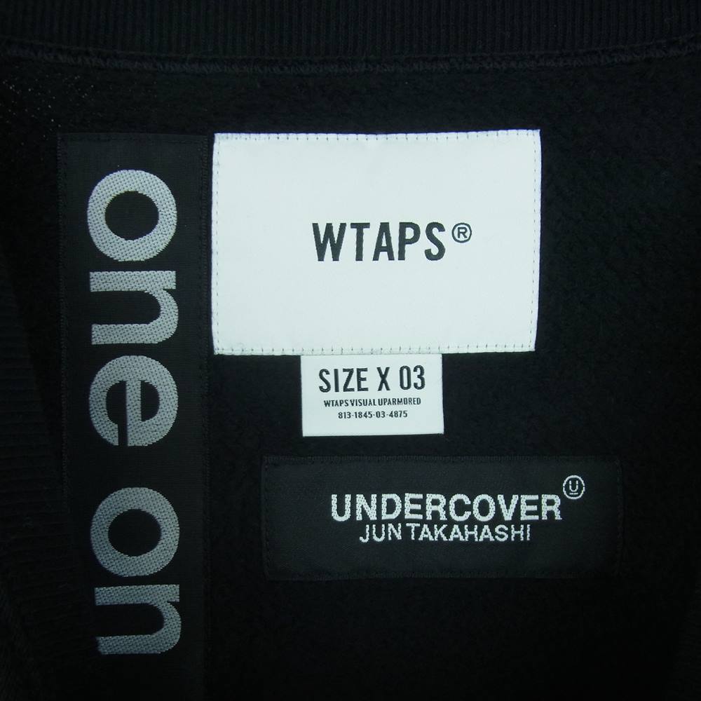 WTAPS ダブルタップス 21AW 212ATUCD-CSM01S UNDERCOVER アンダーカバー one on one GIG CREW NECK インサイドアウト ロゴ クールネック スウェット トレーナー ブラック系 03【中古】