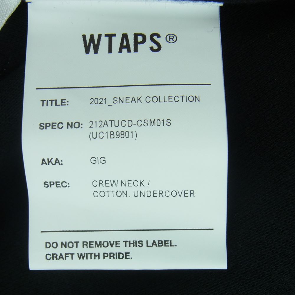 WTAPS ダブルタップス 21AW 212ATUCD-CSM01S UNDERCOVER アンダーカバー one on one GIG CREW NECK インサイドアウト ロゴ クールネック スウェット トレーナー ブラック系 03【中古】