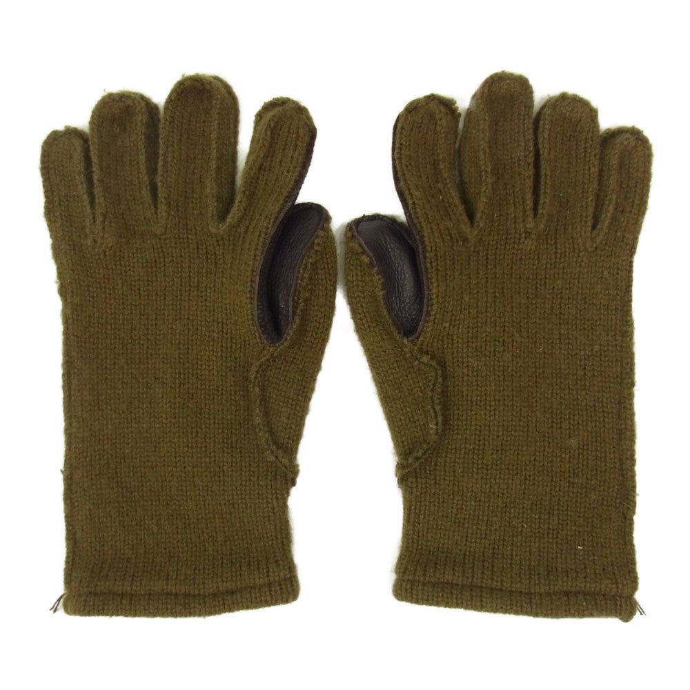 RRL ダブルアールエル レザー ウール 手袋 グローブ カーキ系 XL【中古】