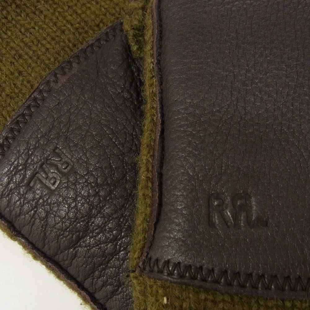 RRL ダブルアールエル レザー ウール 手袋 グローブ カーキ系 XL【中古】