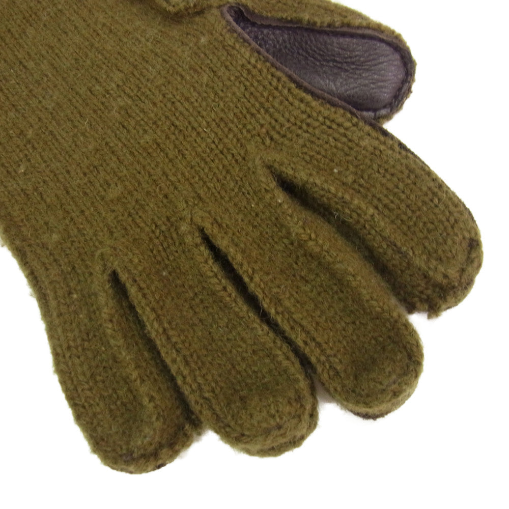 RRL ダブルアールエル レザー ウール 手袋 グローブ カーキ系 XL【中古】