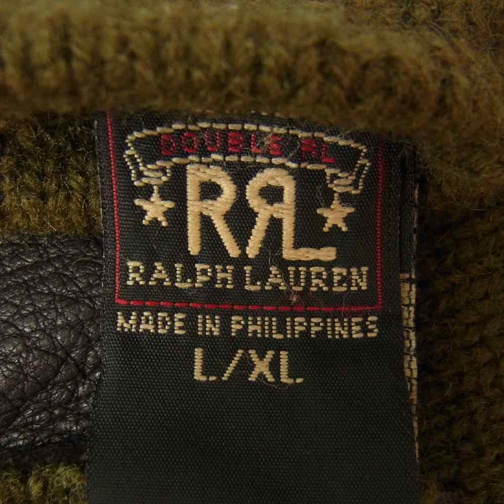 RRL ダブルアールエル レザー ウール 手袋 グローブ カーキ系 XL【中古】