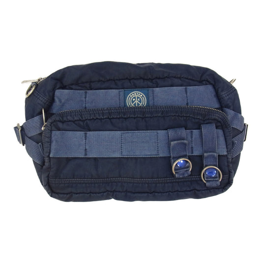 PORTER CLASSIC ポータークラシック SUPER NYLON WAIST BAG スーパーナイロン ウエスト ボディ バック ポーチ ネイビー系【中古】