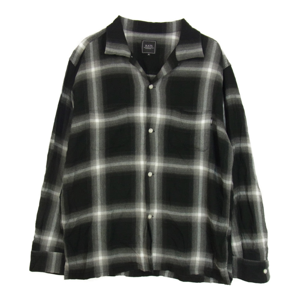 RATS ラッツ 21AW 21'RS-0805 RAYON OMBRE CHECK SHIRT レーヨン オンブレ チェック 長袖 シャツ ブラック系 M【中古】