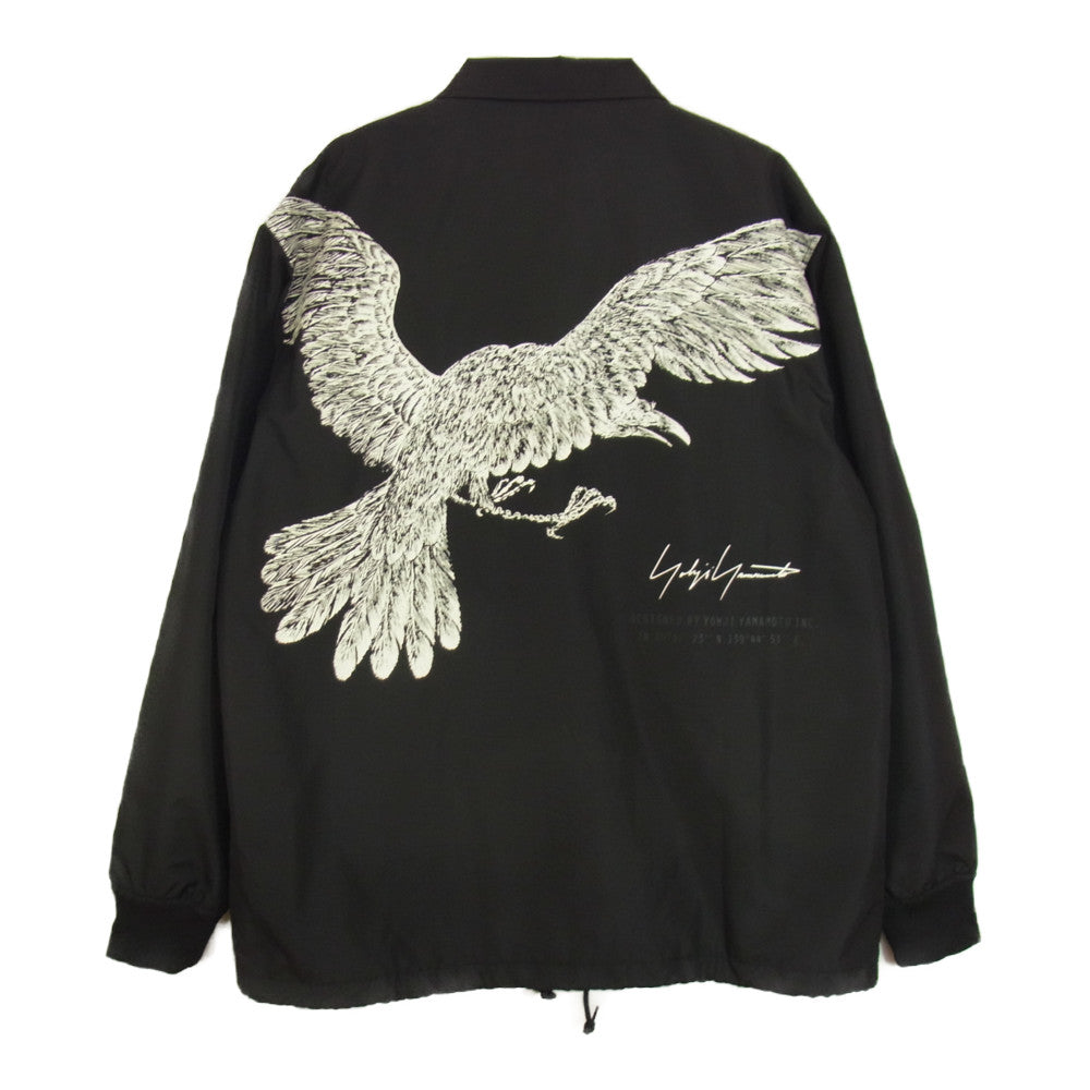 Yohji Yamamoto POUR HOMME ヨウジヤマモトプールオム 22SS HG-Y90-990 NEW ERA CROW PRINT COACH JACKET ニューエラ 烏 カラスプリント コーチジャケット ブラック系 XL【美品】【中古】