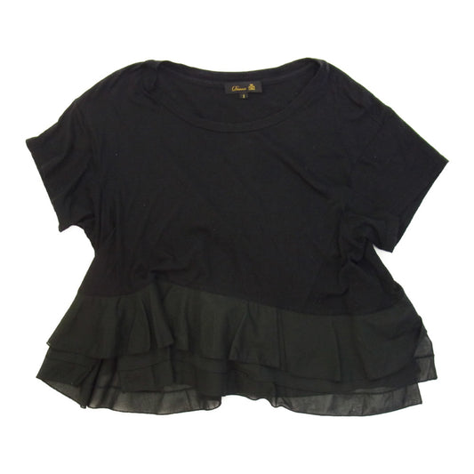 Drawer ドゥロワー 14SS 6517-206-0310 裾ティアード ペプラム トップス フリル 半袖 Tシャツ ブラック系 1【中古】