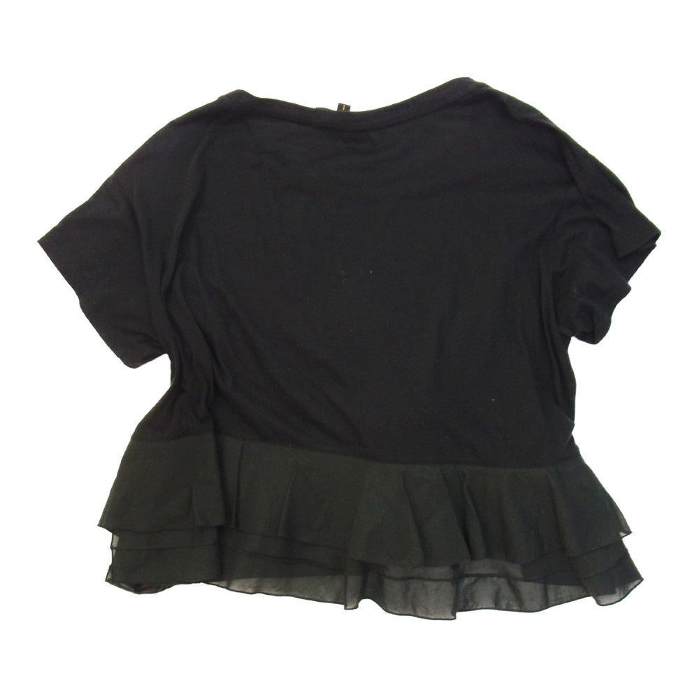 Drawer ドゥロワー 14SS 6517-206-0310 裾ティアード ペプラム トップス フリル 半袖 Tシャツ ブラック系 1【中古】
