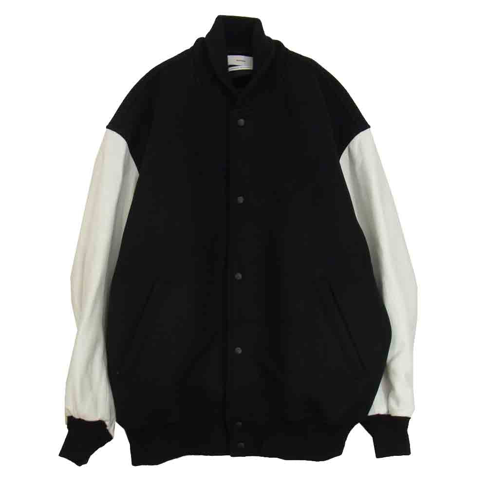 GRAPHPAPER グラフペーパー 21aw gm213-30061 Scale Off Melton Stadium Jacket スケールオフ メルトン スタジアム ジャケット スタジャン ブラック系 1【中古】