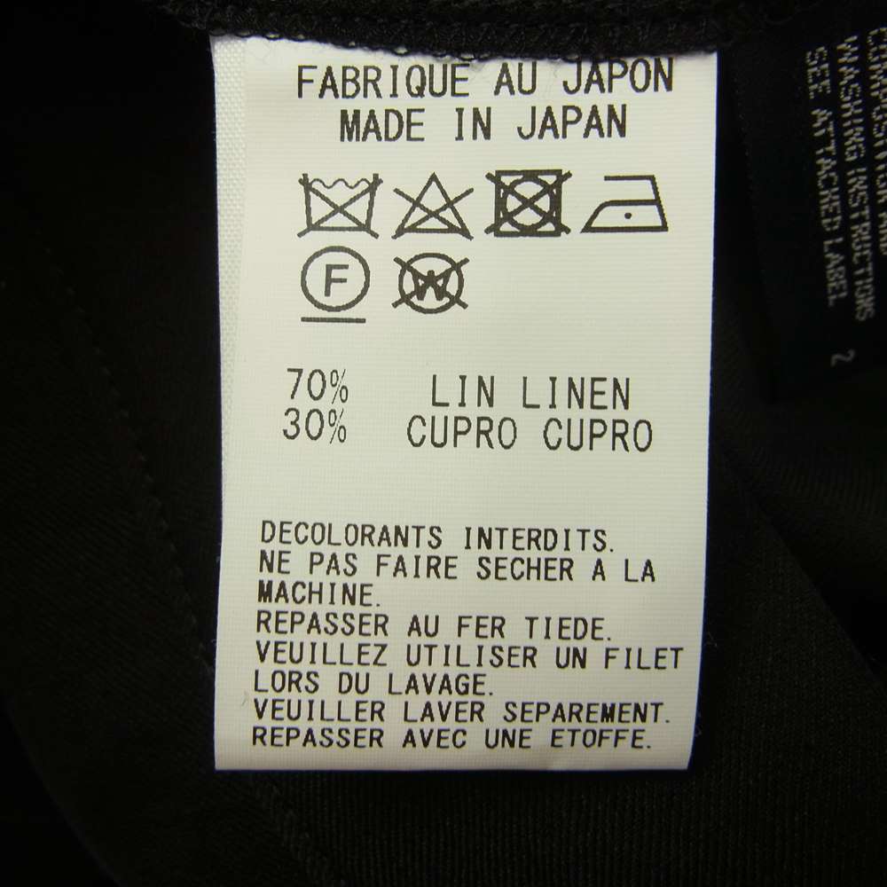 LIMI feu リミフゥ LG-P09-300 Li/Cu Gabardine Three Quarter Length Pants リネン キュプラ ギャバジン クォータ－レングス パンツ ブラック系 2【中古】