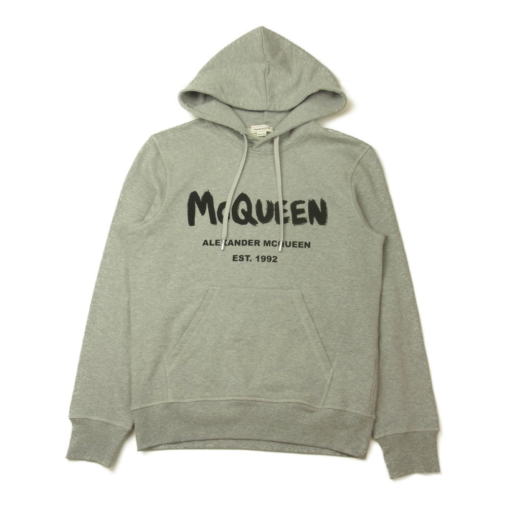 Alexander McQueen アレキサンダーマックイーン ケリングジャパンタグ 688715 Graffiti Hoodie グラフィック ロゴ プリント フーディ パーカー グレー系 S【美品】【中古】