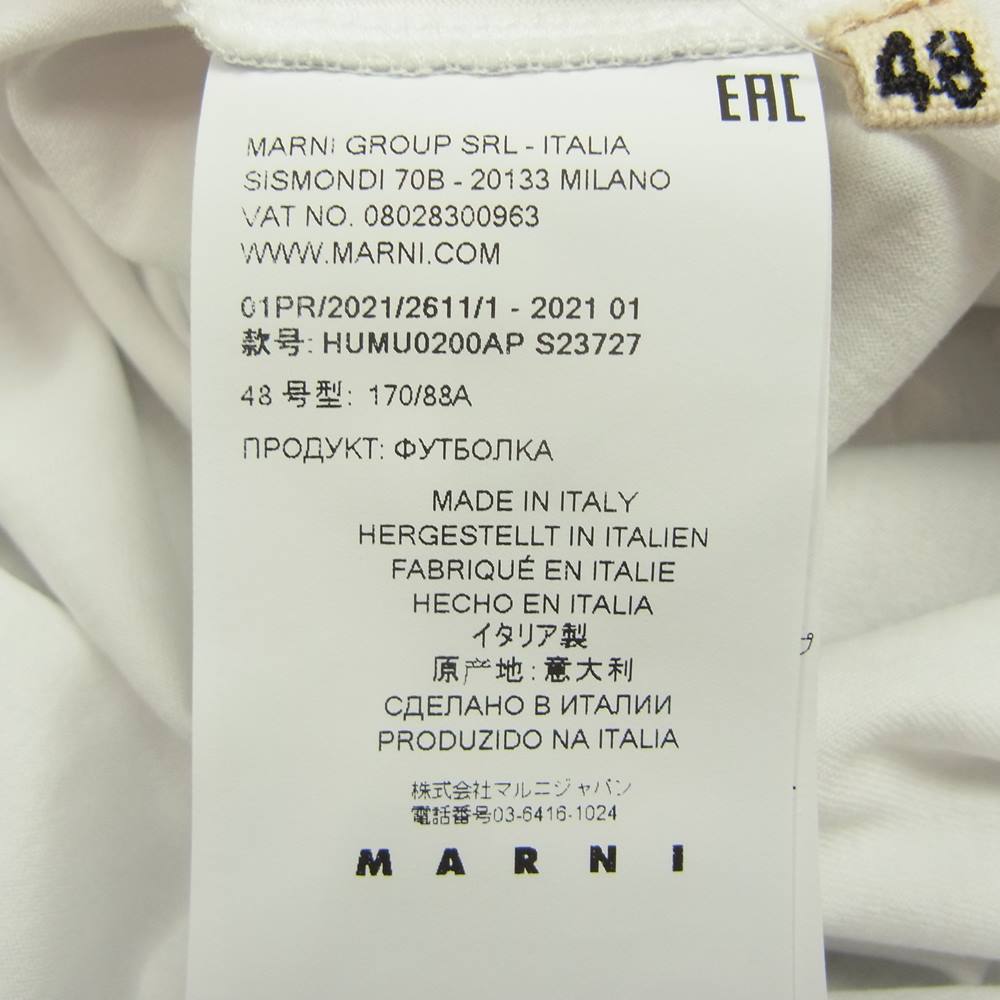 MARNI マルニ 21SS HUMU0200AP マルニジャパンタグ ロゴ クルーネック 半袖 Tシャツ ホワイト ホワイト系 48【極上美品】【中古】