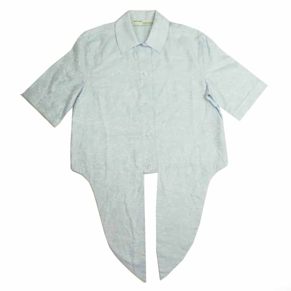 OFF-WHITE オフホワイト OWGA069R20H39123 PATTERN ロゴ 半袖 ドレス シャツ ブルー系 36【美品】【中古】