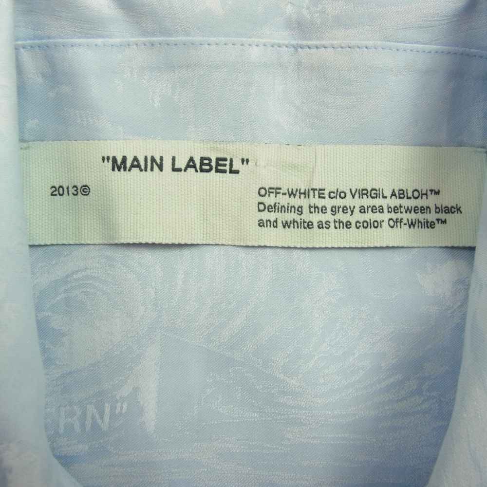 OFF-WHITE オフホワイト OWGA069R20H39123 PATTERN ロゴ 半袖 ドレス シャツ ブルー系 36【美品】【中古】