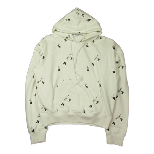 OFF-WHITE オフホワイト 21SS OMBB037R21FLE008 ALL-OVER LOGO オールオーバー ハンドロゴ プリント フーディ パーカー ホワイト系 M【中古】