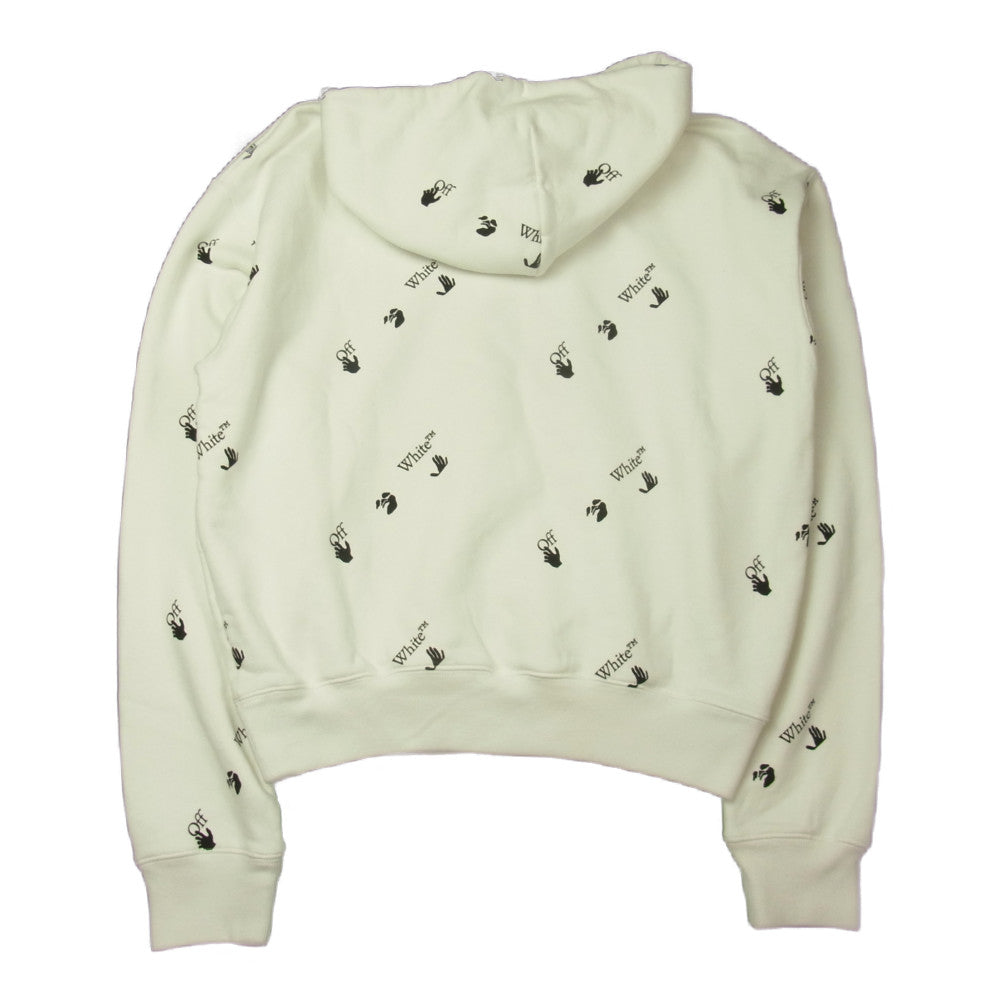 OFF-WHITE オフホワイト 21SS OMBB037R21FLE008 ALL-OVER LOGO オールオーバー ハンドロゴ プリント フーディ パーカー ホワイト系 M【中古】