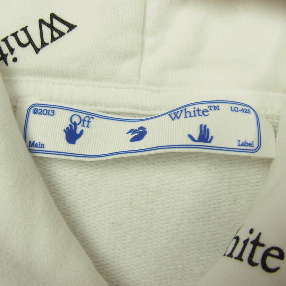 OFF-WHITE オフホワイト 21SS OMBB037R21FLE008 ALL-OVER LOGO オールオーバー ハンドロゴ プリント フーディ パーカー ホワイト系 M【中古】
