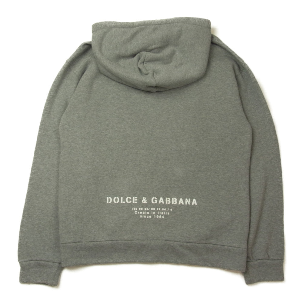 DOLCE&GABBANA ドルチェアンドガッバーナ ジャパンタグ G9VU7T FU77G Fleece Logo Print Hoodie ペイント ロゴ フーディ パーカー グレー系 44【中古】