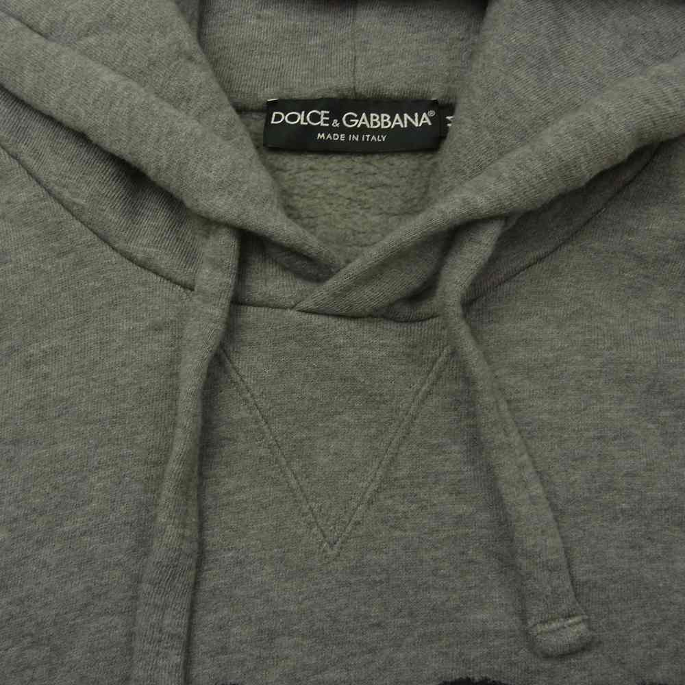 DOLCE&GABBANA ドルチェアンドガッバーナ ジャパンタグ G9VU7T FU77G Fleece Logo Print Hoodie ペイント ロゴ フーディ パーカー グレー系 44【中古】