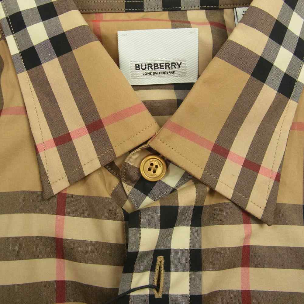 BURBERRY バーバリー 8020869 SHORTSLEEVE CHECK COTTONPOPLIN SHIRT ノバチェック 半袖 ポプリン シャツ ベージュ系 M【新古品】【未使用】【中古】