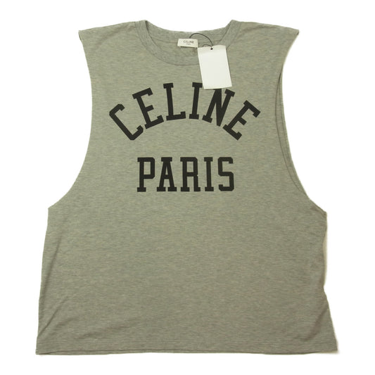 CELINE セリーヌ 2X887671Q コットン ジャージー ロゴプリント タンクトップ グレー系 S【極上美品】【中古】