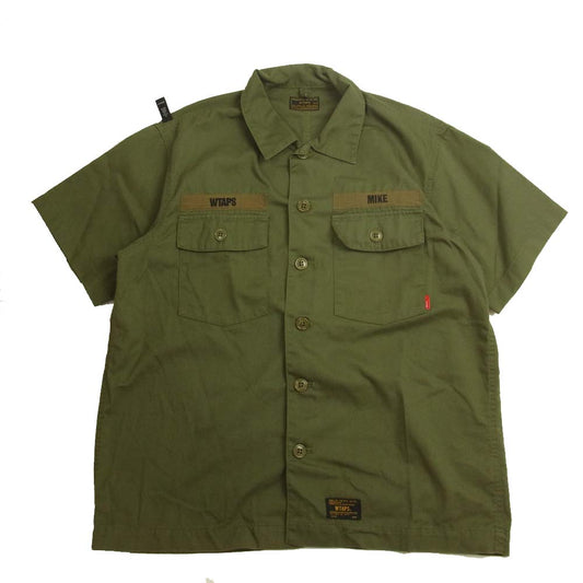WTAPS ダブルタップス 16SS 161GWDT-SHM06 BUDS SS SHIRT COPO SERGE ロゴ 刺繍 半袖 ミリタリー シャツ カーキ系 2【中古】