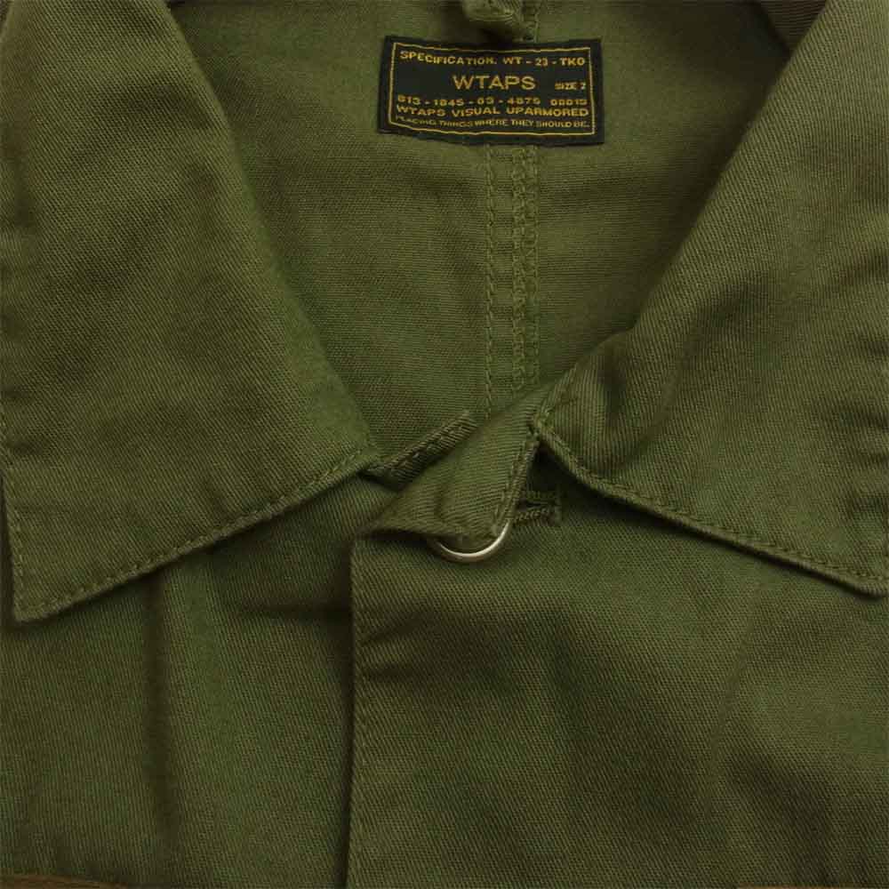WTAPS ダブルタップス 16SS 161GWDT-SHM06 BUDS SS SHIRT COPO SERGE ロゴ 刺繍 半袖 ミリタリー シャツ カーキ系 2【中古】