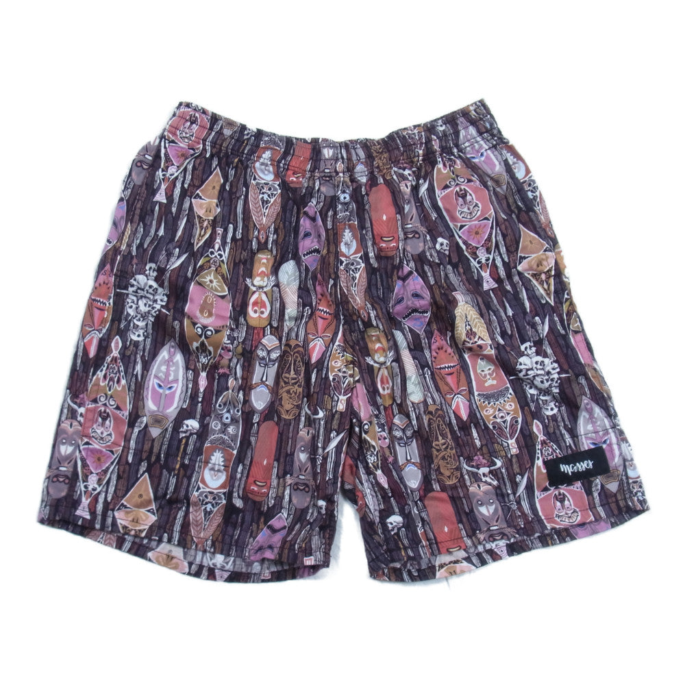 MASSES マシス SHORTS TIKI ティキ 総柄 イージー ショーツ ブラウン系 M【中古】