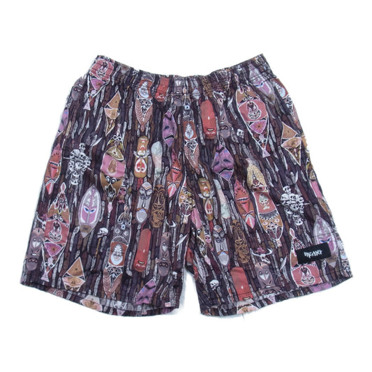 MASSES マシス SHORTS TIKI ティキ 総柄 イージー ショーツ ブラウン系 M【中古】