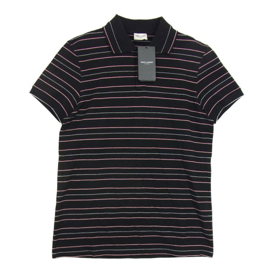 SAINT LAURENT サンローラン 国内正規品 498210 YB2MU ボーター 半袖 ポロシャツ ブラック系 XS【極上美品】【中古】