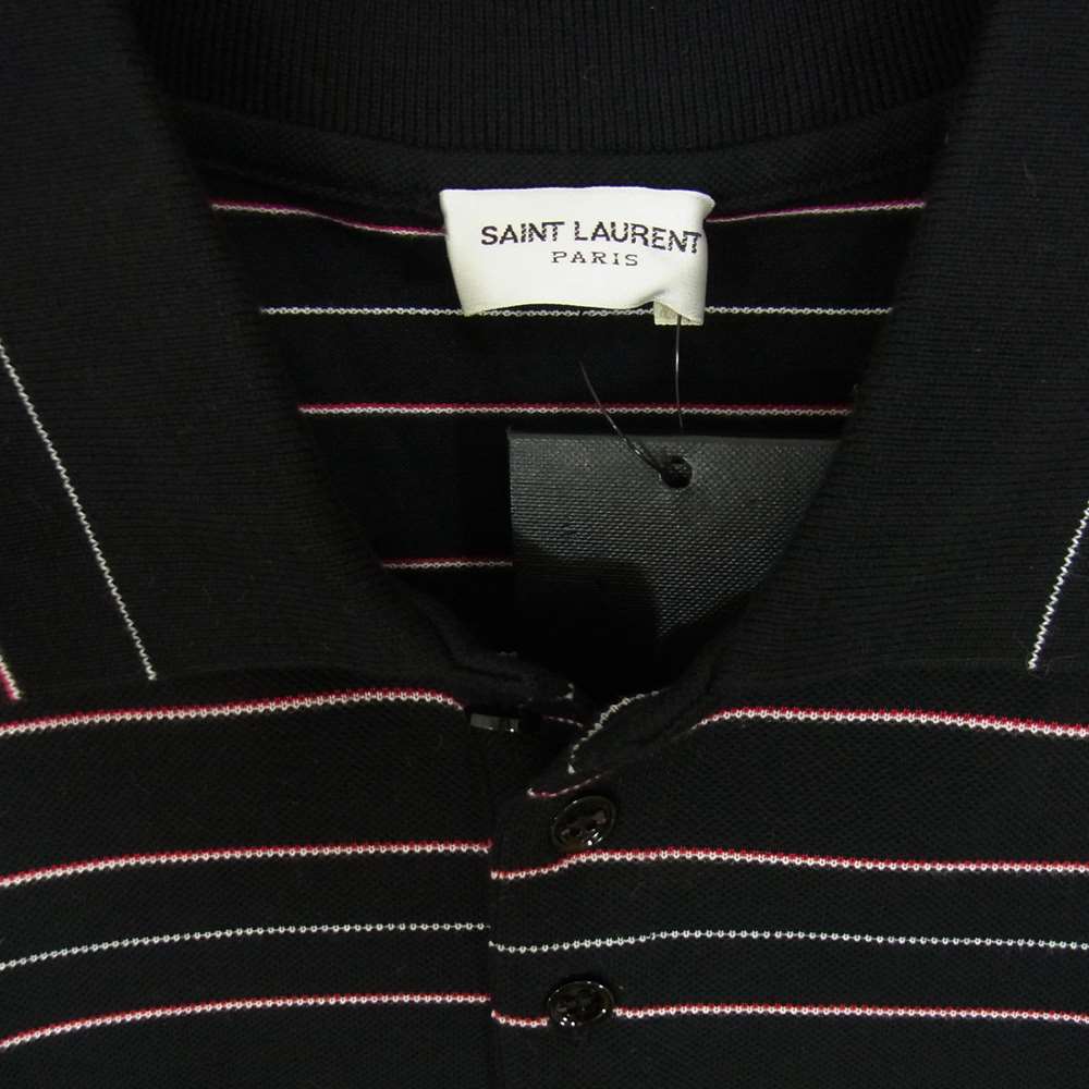 SAINT LAURENT サンローラン 国内正規品 498210 YB2MU ボーター 半袖 ポロシャツ ブラック系 XS【極上美品】【中古】