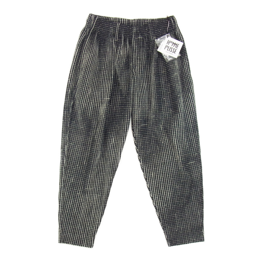 ISSEY MIYAKE イッセイミヤケ HOMME PLISSE オムプリッセ HP21JF196 NETWORK CHECK ネットワーク チェック テーパードパンツ ブラック系 1【極上美品】【中古】