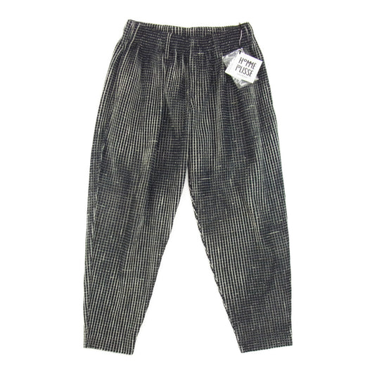 ISSEY MIYAKE イッセイミヤケ HOMME PLISSE オムプリッセ HP21JF196 NETWORK CHECK ネットワーク チェック テーパードパンツ ブラック系 1【極上美品】【中古】