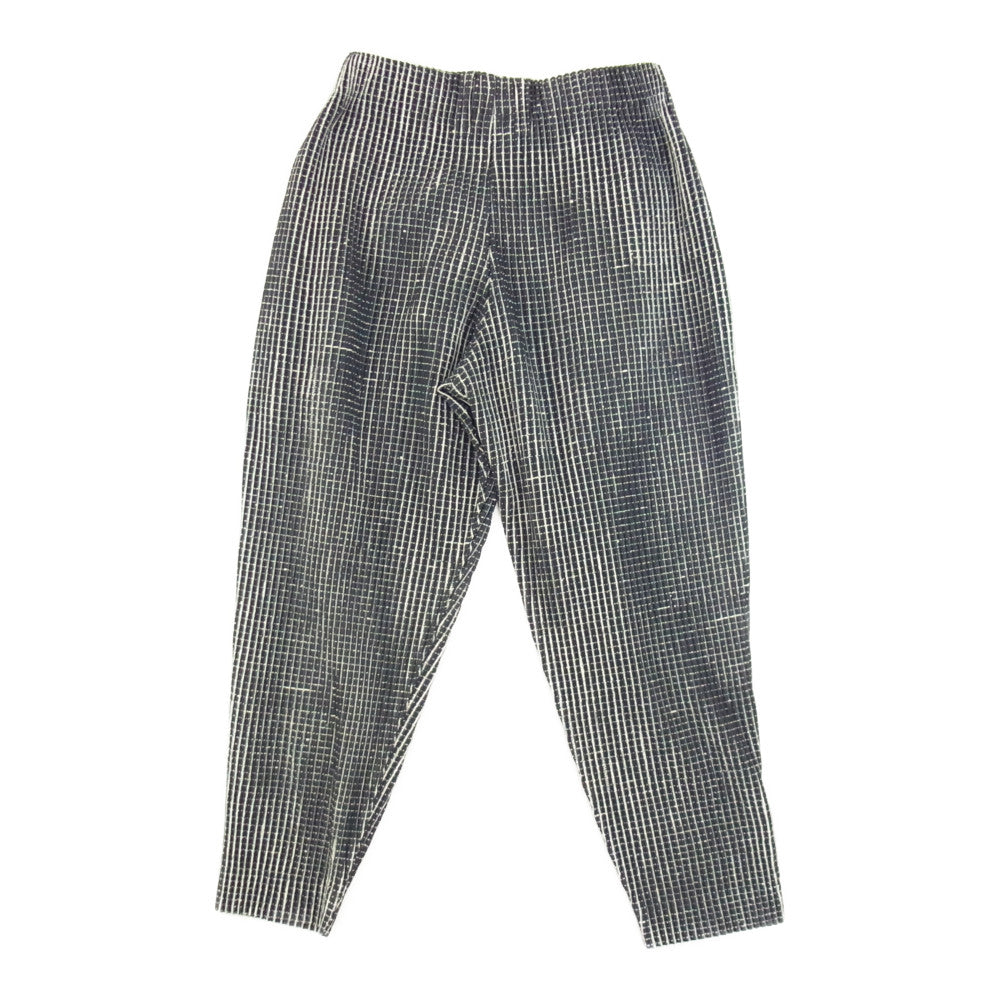 ISSEY MIYAKE イッセイミヤケ HOMME PLISSE オムプリッセ HP21JF196 NETWORK CHECK ネットワーク チェック テーパードパンツ ブラック系 1【極上美品】【中古】