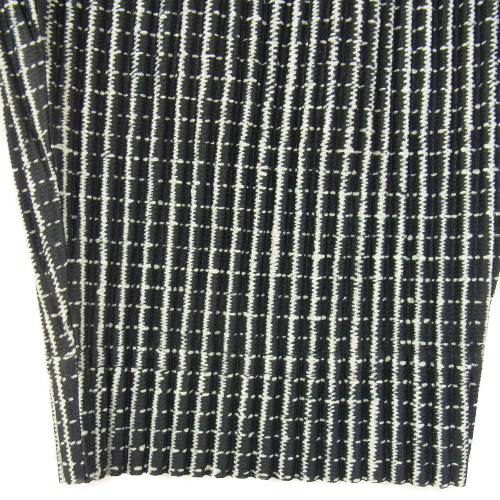 ISSEY MIYAKE イッセイミヤケ HOMME PLISSE オムプリッセ HP21JF196 NETWORK CHECK ネットワーク チェック テーパードパンツ ブラック系 1【極上美品】【中古】