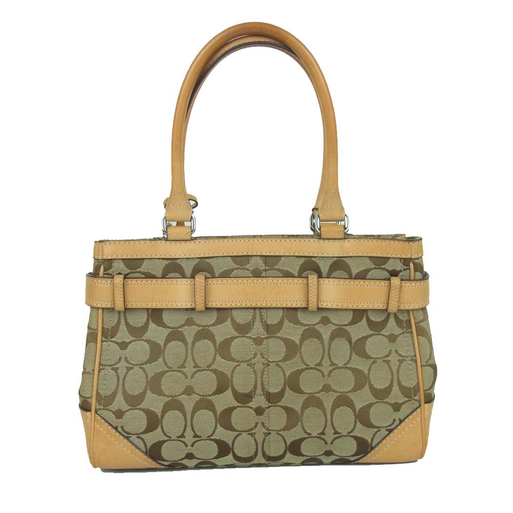 COACH コーチ 8K06 ハンプトンズ キャリオール シグネチャー ハンド バッグ ブラウン系 ベージュ系【中古】